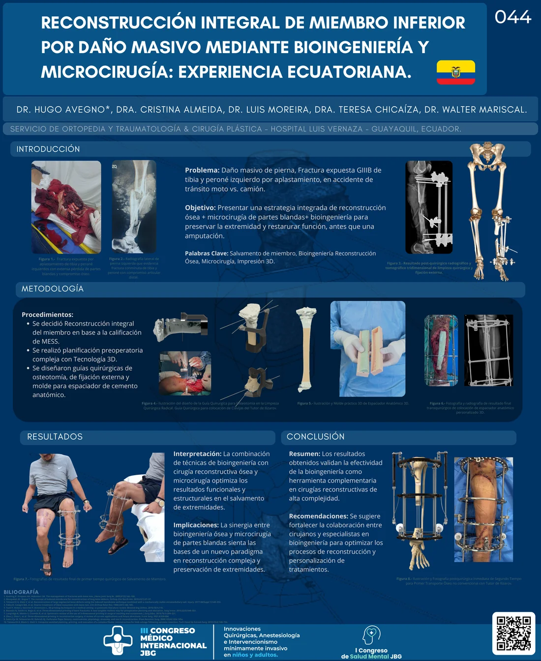Póster científico sobre reconstrucción integral de miembro inferior mediante bioingeniería y microcirugía